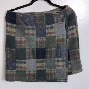 Plaid Patch Wool blend Mini Skirt